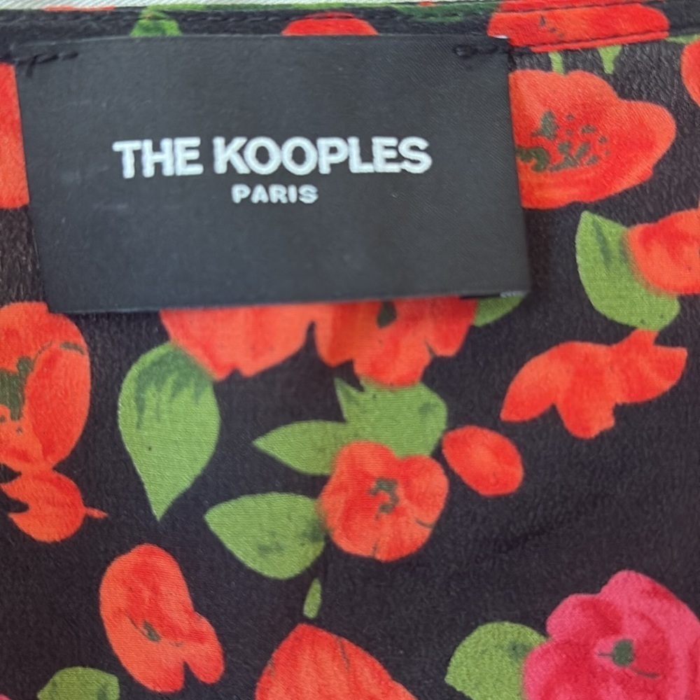 The Kooples Red Silk Crossover Mini Dress Camellia Rose Print 1 Small Womens - Picture 6 of 8